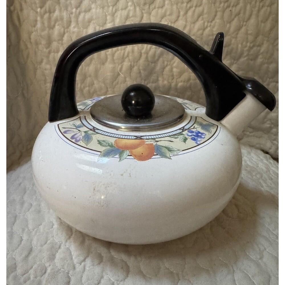 Mikasa Garden Harvest A2007 Whistling Tea Kettle Enamel Thailand